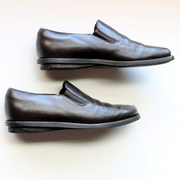 Prada Brown Leather Moc Toe Loafers Slip-on Shoes Size 9 - Picture 1 of 16